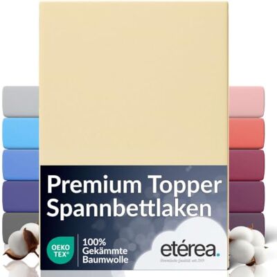 etérea Himmlische Qualität etérea Topper Spannbettlaken extra Jersey 180x200-200x220 cm Nature 160 g/m² gekämmte Baumwolle Spannbetttuch · extra Länge 220 cm · Topper bis 10 cm Steghöhe · OEKO-TEX Made in Green etérea Himmlische Qualität etérea Topper Spannbettlaken extra Jersey 180x200-200x220 cm Nature 160 g/m² gekämmte Baumwolle Spannbetttuch · extra Länge 220 cm · Topper bis 10 cm Steghöhe · OEKO-TEX Made in Green