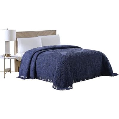 Beatrice Home Fashions Medaillon Chenille Tagesdecke, Queensize-Bett, Marineblau Beatrice Home Fashions Medaillon Chenille Tagesdecke, Queensize-Bett, Marineblau