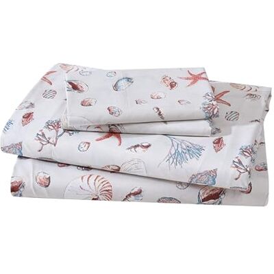 Beatrice Home Fashions Elite Home Bettwäsche-Set, 90 g/m², Mikrofaser, Bedruckt, Strandmotiv, Kingsize, Oceanside Sand Beatrice Home Fashions Elite Home Bettwäsche-Set, 90 g/m², Mikrofaser, Bedruckt, Strandmotiv, Kingsize, Oceanside Sand