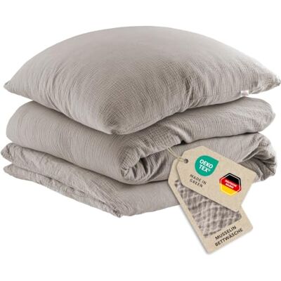 Pure Musselin Kinderbettwäsche 100x135+40x60 cm Taupe Traumhaft weiche, kuschelige Bettwäsche-Sets aus Musselin 40° Waschbar Pure Musselin Kinderbettwäsche 100x135+40x60 cm Taupe Traumhaft weiche, kuschelige Bettwäsche-Sets aus Musselin 40° Waschbar