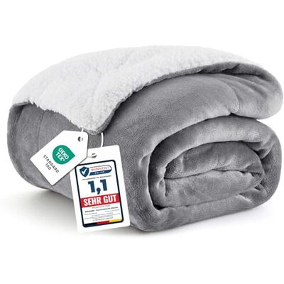 BEDSURE Sherpa Kuscheldecke Flauschig 150x200 Sofadecke, Grau Dicke Wolldecke, Weich Tagesdecke, Geschenke für Frauen, Warm Wohndecke für Couch, Schlafzimmer & Wohnzimmer,Waschbar BEDSURE Sherpa Kuscheldecke Flauschig 150x200 Sofadecke, Grau Dicke Wolldecke, Weich Tagesdecke, Geschenke für Frauen, Warm Wohndecke für Couch, Schlafzimmer & Wohnzimmer,Waschbar