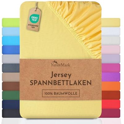 NatureMark Jersey Spannbettlaken, Spannbetttuch 100% Baumwolle in vielen Größen und Farben MARKENQUALITÄT ÖKOTEX Standard 100 200x220 cm +40 Steg gelb NatureMark Jersey Spannbettlaken, Spannbetttuch 100% Baumwolle in vielen Größen und Farben MARKENQUALITÄT ÖKOTEX Standard 100 200x220 cm +40 Steg gelb