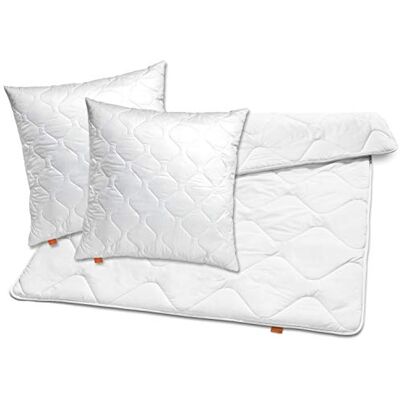 sleepling medium Bettdecke 200x200 Set mit 2X Kissen 80x80, Bettzeug 2 Stück Kopfkissen, Ganzjahresdecke 200 x 200, Decke Made in EU, OEKO-TEX, Waschbar 60 Grad, Steppdecke, 100% Mikrofaser sleepling medium Bettdecke 200x200 Set mit 2X Kissen 80x80, Bettzeug 2 Stück Kopfkissen, Ganzjahresdecke 200 x 200, Decke Made in EU, OEKO-TEX, Waschbar 60 Grad, Steppdecke, 100% Mikrofaser