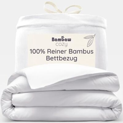 Bambaw Bettwäsche Bambus 220x240 cm, Bettbezug kühlend Sommer, hypoallergener, atmungsaktiver und nachhaltiger, Bettbezug hotelqualität, Sommer Bettwäsche Bambus, 100% Bambusfasern (Weiß) Bambaw Bettwäsche Bambus 220x240 cm, Bettbezug kühlend Sommer, hypoallergener, atmungsaktiver und nachhaltiger, Bettbezug hotelqualität, Sommer Bettwäsche Bambus, 100% Bambusfasern (Weiß)