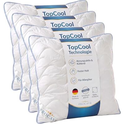 PROCAVE TopCool Kopfkissen Kochfest 40x40 cm (4er Set), Qualitäts-Stepp-Kissen, atmungsaktives Allergiker Kissen, Winter- und Sommer-Kissen 100% aus Deutschland PROCAVE TopCool Kopfkissen Kochfest 40x40 cm (4er Set), Qualitäts-Stepp-Kissen, atmungsaktives Allergiker Kissen, Winter- und Sommer-Kissen 100% aus Deutschland