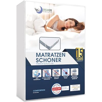 Dreamzie Wasserdichter Matratzenbezug - Passend für 160x200 cm - OEKO TEX Dreamzie Wasserdichter Matratzenbezug - Passend für 160x200 cm - OEKO TEX