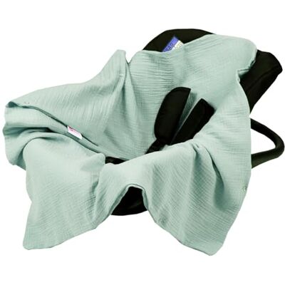 Babylux Einschlagdecke für Babyschale Autositz 80x80 cm – Sommer Babydecke aus Musselin Baumwolle – Atmungsaktiv, mit Gurtschlitzen (Grün Hell) Babylux Einschlagdecke für Babyschale Autositz 80x80 cm – Sommer Babydecke aus Musselin Baumwolle – Atmungsaktiv, mit Gurtschlitzen (Grün Hell)
