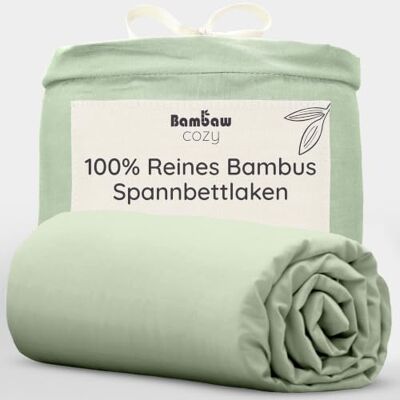Bambaw Spannbettlaken 90x190 Bambus, 35 cm Steghöhe, nachhaltige und regulierende Spannbetttücher, Bettwäsche kühlend Sommer, Spannbettlaken Allergiker Bambus, atmungsaktive Bettlaken (Salbeigrün) Bambaw Spannbettlaken 90x190 Bambus, 35 cm Steghöhe, nachhaltige und regulierende Spannbetttücher, Bettwäsche kühlend Sommer, Spannbettlaken Allergiker Bambus, atmungsaktive Bettlaken (Salbeigrün)
