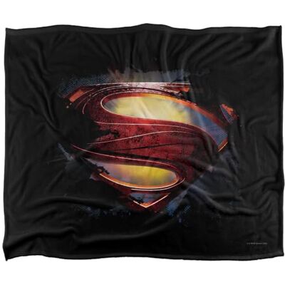 DC Comics Superman Man of Steel Grungy Shield Superweiche Kuscheldecke mit seidigem Griff – 152 x 127 cm DC Comics Superman Man of Steel Grungy Shield Superweiche Kuscheldecke mit seidigem Griff – 152 x 127 cm