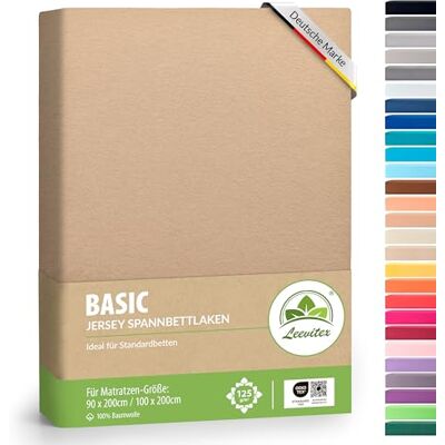 leevitex ® Spannbettlaken 90x200cm 100x200cm Spannbetttuch Bettlaken 100% Jersey Baumwolle Matratzenhöhe bis 25 cm Öko-tex Sand/Beige leevitex ® Spannbettlaken 90x200cm 100x200cm Spannbetttuch Bettlaken 100% Jersey Baumwolle Matratzenhöhe bis 25 cm Öko-tex Sand/Beige