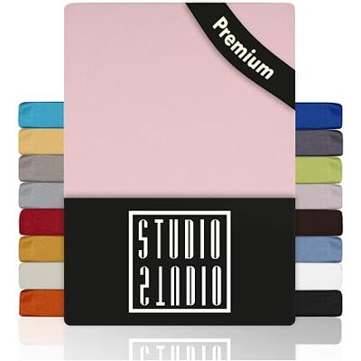 STUDIO Premium Spannbettlaken 180x200cm, 180x220cm, 200x200cm & 200x220cm – Jersey-Spannbetttuch aus 97 % Baumwolle & 3 % Elastan – Puder – Öko-Tex Zertifiziert, bügelfrei – für Matratzen 15–35cm STUDIO Premium Spannbettlaken 180x200cm, 180x220cm, 200x200cm & 200x220cm – Jersey-Spannbetttuch aus 97 % Baumwolle & 3 % Elastan – Puder – Öko-Tex Zertifiziert, bügelfrei – für Matratzen 15–35cm