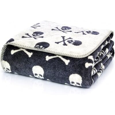Glart J2SK weiche Kuscheldecke Skulls Design Grau, Baumwoll-Polyacryl-Mix Glart J2SK weiche Kuscheldecke Skulls Design Grau, Baumwoll-Polyacryl-Mix