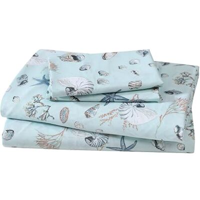 Beatrice Home Fashions Mikrofaser-Bettwäsche-Set mit Küstenmotiv Weich, bequem, 35,6 cm Tiefe Taschen, Oceanside Sea, Full Beatrice Home Fashions Mikrofaser-Bettwäsche-Set mit Küstenmotiv Weich, bequem, 35,6 cm Tiefe Taschen, Oceanside Sea, Full
