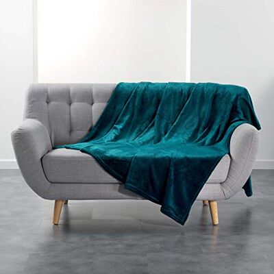 Douceur d'Intérieur , Flanelldecke, 180 x 220 cm, Blau, Flanell Douceur d'Intérieur , Flanelldecke, 180 x 220 cm, Blau, Flanell