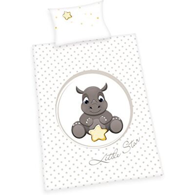 Herding Baby Best Kleinkinder-Bettwäsche-Set, Jana Nashorn Wendemotiv, Bettbezug 100 x 135 cm, Kopfkissenbezug 40 x 60 cm, Baumwolle/Renforcé Herding Baby Best Kleinkinder-Bettwäsche-Set, Jana Nashorn Wendemotiv, Bettbezug 100 x 135 cm, Kopfkissenbezug 40 x 60 cm, Baumwolle/Renforcé