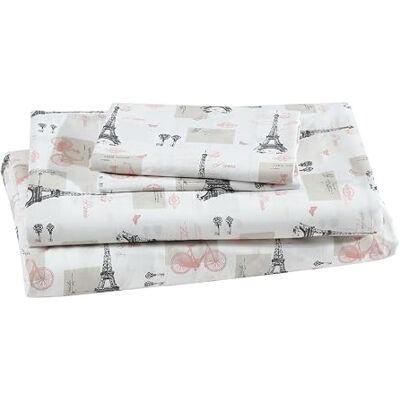 Beatrice Home Fashions Bedrucktes Mikrofaser-Bettwäsche-Set, weich, bequem, pflegeleicht, enthält 1 Spannbetttuch mit 30,5 cm tiefen Taschen, 1 Bettlaken, Kissenbezug, Kingsize, Paris Postale Beatrice Home Fashions Bedrucktes Mikrofaser-Bettwäsche-Set, weich, bequem, pflegeleicht, enthält 1 Spannbetttuch mit 30,5 cm tiefen Taschen, 1 Bettlaken, Kissenbezug, Kingsize, Paris Postale