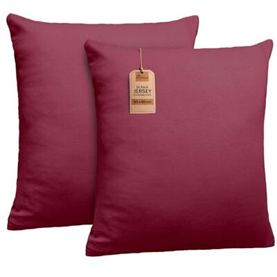 NatureMark 2er Set Jersey Kissenbezüge – Elastisch, weich, atmungsaktiv und hautfreundlich – Waschbare Kissenhülle 80x80 – Bordeaux Rot NatureMark 2er Set Jersey Kissenbezüge – Elastisch, weich, atmungsaktiv und hautfreundlich – Waschbare Kissenhülle 80x80 – Bordeaux Rot