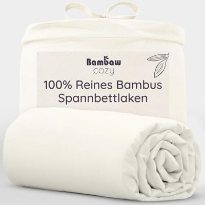 Bambaw Spannbettlaken Bambus 140x200cm, 35 cm Steghöhe, weiche & hypoallergene Bettwäsche, kühlende Sommer Bettlaken, temperaturregulierende Bettwäsche, Spannbetttücher 140x200 Bambus (Elfenbein) Bambaw Spannbettlaken Bambus 140x200cm, 35 cm Steghöhe, weiche & hypoallergene Bettwäsche, kühlende Sommer Bettlaken, temperaturregulierende Bettwäsche, Spannbetttücher 140x200 Bambus (Elfenbein)