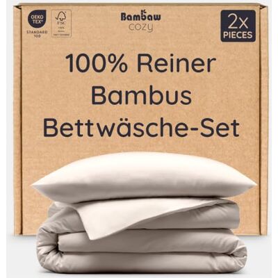 Bambaw Bettbezug 135 x 200 Sommer Set, 2-Teilig, Kissenbezug Bambus 40x80 Mit 1x Kissenbezug, Kühlende Bettwäsche Set in Hotelqualität, Seidig Weich und Leicht (Sand) Bambaw Bettbezug 135 x 200 Sommer Set, 2-Teilig, Kissenbezug Bambus 40x80 Mit 1x Kissenbezug, Kühlende Bettwäsche Set in Hotelqualität, Seidig Weich und Leicht (Sand)