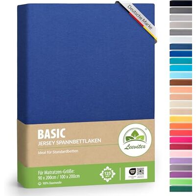 leevitex ® Spannbettlaken 90x200cm 100x200cm Spannbetttuch Bettlaken 100% Jersey Baumwolle Matratzenhöhe bis 25 cm Öko-Tex Royalblau/Königsblau leevitex ® Spannbettlaken 90x200cm 100x200cm Spannbetttuch Bettlaken 100% Jersey Baumwolle Matratzenhöhe bis 25 cm Öko-Tex Royalblau/Königsblau