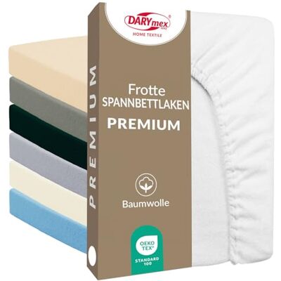 DARYmex Frottee Spannbettlaken, 140x200 cm, Baumwolle, 200 g/m², Weiß Spannbetttuch mit Gummizug, für Matratzenhöhe bis 25 cm, Schlafzimmer, Gästezimmer, Hotel DARYmex Frottee Spannbettlaken, 140x200 cm, Baumwolle, 200 g/m², Weiß Spannbetttuch mit Gummizug, für Matratzenhöhe bis 25 cm, Schlafzimmer, Gästezimmer, Hotel