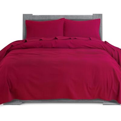 Elegant Comfort Weiches 4-teiliges Bettlaken-Set aus 100% türkischer Baumwolle, Premium-Qualität, tiefes Spannbetttuch, ultraweich, gemütlich, warme Flanell-Bettlaken, Voll, Burgunderrot Elegant Comfort Weiches 4-teiliges Bettlaken-Set aus 100% türkischer Baumwolle, Premium-Qualität, tiefes Spannbetttuch, ultraweich, gemütlich, warme Flanell-Bettlaken, Voll, Burgunderrot