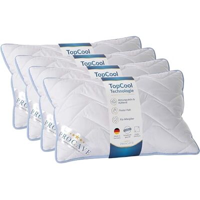 PROCAVE TopCool Kopfkissen Kochfest 50x70 cm (4er Set), Qualitäts-Stepp-Kissen, atmungsaktives Allergiker Kissen, Winter- und Sommer-Kissen 100% aus Deutschland PROCAVE TopCool Kopfkissen Kochfest 50x70 cm (4er Set), Qualitäts-Stepp-Kissen, atmungsaktives Allergiker Kissen, Winter- und Sommer-Kissen 100% aus Deutschland