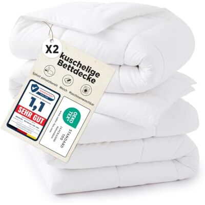 BEDSURE Bettdecke 135x200 2er Set Ganzjahresdecke Bettdecken Oeko-TEX Waschbare 4 Jahreszeiten Bettdecken für Allergiker 300GSM Füllung Warm & Gemütlich Schlafdecke, Weiß BEDSURE Bettdecke 135x200 2er Set Ganzjahresdecke Bettdecken Oeko-TEX Waschbare 4 Jahreszeiten Bettdecken für Allergiker 300GSM Füllung Warm & Gemütlich Schlafdecke, Weiß