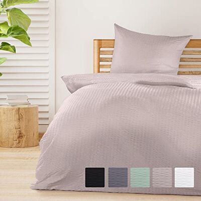 Beautissu 2tlg Seersucker Bettwäsche mit Kopfkissen Bezug bügelfrei 155x220cm und 80x80cm Taupe Sommer Bettwäsche-Sets Bettbezug Sommerbettwäsche Bettwaren Hautfreundlich Set Baumwolle Meline Beautissu 2tlg Seersucker Bettwäsche mit Kopfkissen Bezug bügelfrei 155x220cm und 80x80cm Taupe Sommer Bettwäsche-Sets Bettbezug Sommerbettwäsche Bettwaren Hautfreundlich Set Baumwolle Meline