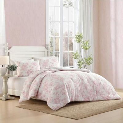 Laura Ashley Bettdecken-Set, weiche Poly-Waffel-Struktur-Bettwäsche mit passenden Kissenbezügen, zartes Blumenmuster (Delphine Pink, King) Laura Ashley Bettdecken-Set, weiche Poly-Waffel-Struktur-Bettwäsche mit passenden Kissenbezügen, zartes Blumenmuster (Delphine Pink, King)