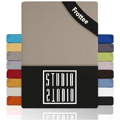 STUDIO Basic Frottee Spannbettlaken 120x200cm – weiches Frottee-Spannbetttuch aus 80 % Baumwolle & 20 % Polyester – Taupe – Öko-Tex Zertifiziert, bügelfrei & elastisch – für Matratzen 15–25cm STUDIO Basic Frottee Spannbettlaken 120x200cm – weiches Frottee-Spannbetttuch aus 80 % Baumwolle & 20 % Polyester – Taupe – Öko-Tex Zertifiziert, bügelfrei & elastisch – für Matratzen 15–25cm