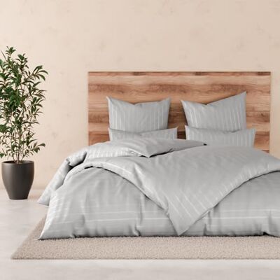Pure Satin Bettwäsche 135x200 40x80 gestreift grau 100% Baumwolle & Oeko-TEX Zertifiziert Elegante und angenehm Pure Satin Bettwäsche 135x200 40x80 gestreift grau 100% Baumwolle & Oeko-TEX Zertifiziert Elegante und angenehm