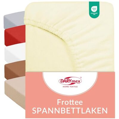 DARYmex Frottee Spannbettlaken 140x200 cm, Baumwolle, bis 20 cm, Creme Elastisches Spannbetttuch mit Gummizug, Frottee, Öko-Tex Standard 100, Schlafzimmer, Gästezimmer DARYmex Frottee Spannbettlaken 140x200 cm, Baumwolle, bis 20 cm, Creme Elastisches Spannbetttuch mit Gummizug, Frottee, Öko-Tex Standard 100, Schlafzimmer, Gästezimmer