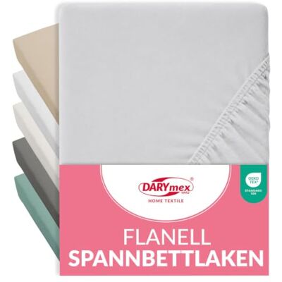 DARYmex Biber Spannbetttuch, Flanell, 200x220 cm, bis 20 cm, Stahl Grau Flanell Spannbettlaken aus Baumwolle, warm und weich, Gummizug, Öko-Tex Standard 100, Schlafzimmer DARYmex Biber Spannbetttuch, Flanell, 200x220 cm, bis 20 cm, Stahl Grau Flanell Spannbettlaken aus Baumwolle, warm und weich, Gummizug, Öko-Tex Standard 100, Schlafzimmer