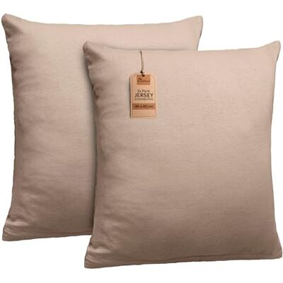 NatureMark 2er Set Jersey Kissenbezüge – Elastisch, weich, atmungsaktiv und hautfreundlich – Waschbare Kissenhülle 40x40 – Sand/Beige NatureMark 2er Set Jersey Kissenbezüge – Elastisch, weich, atmungsaktiv und hautfreundlich – Waschbare Kissenhülle 40x40 – Sand/Beige
