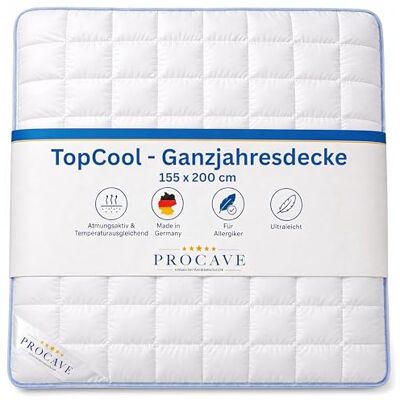PROCAVE TopCool Qualitäts-Bettdecke für das ganze Jahr Entspannt schlafen absorbiert Körperfeuchtigkeit Atmungsaktive Steppdecke in weiß in 155x200 cm PROCAVE TopCool Qualitäts-Bettdecke für das ganze Jahr Entspannt schlafen absorbiert Körperfeuchtigkeit Atmungsaktive Steppdecke in weiß in 155x200 cm
