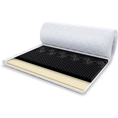 FDM Matratzentopper Nero Latex Matratze Topper 160x200 cm Härtegrad H3 Höhe ca. 7 cm profilierter HR-Schaum Latex Allergiker Geeignet Öko-Tex FDM Matratzentopper Nero Latex Matratze Topper 160x200 cm Härtegrad H3 Höhe ca. 7 cm profilierter HR-Schaum Latex Allergiker Geeignet Öko-Tex