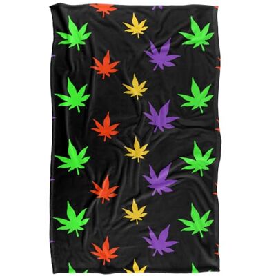 LOGOVISION Jq Licensing Neon Marijuana Pot Leaves Pattern Superweiche Kuscheldecke mit seidigem Griff – 91 x 147 cm LOGOVISION Jq Licensing Neon Marijuana Pot Leaves Pattern Superweiche Kuscheldecke mit seidigem Griff – 91 x 147 cm