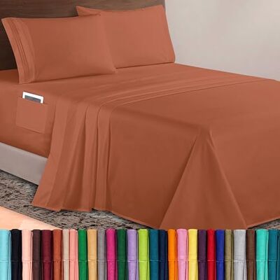 Elegant Comfort Luxuriöses 4-teiliges Bettlaken-Set, 1500 Premium-Mikrofaser, Hotelqualität, 46–61 cm tief, extra Tiefe Spannbettlaken, ultraweiche, 4-teilige Tiefe Bettlaken, California King, Elegant Comfort Luxuriöses 4-teiliges Bettlaken-Set, 1500 Premium-Mikrofaser, Hotelqualität, 46–61 cm tief, extra Tiefe Spannbettlaken, ultraweiche, 4-teilige Tiefe Bettlaken, California King,