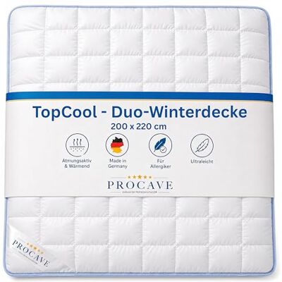 PROCAVE TopCool warme Duo Winter-Qualitäts-Bettdecke für die kalte Jahreszeit Soft-Komfort-Bettdecke kochfeste Steppdecke atmungsaktiv & wärmeausgleichend Made in Germany 200x220cm PROCAVE TopCool warme Duo Winter-Qualitäts-Bettdecke für die kalte Jahreszeit Soft-Komfort-Bettdecke kochfeste Steppdecke atmungsaktiv & wärmeausgleichend Made in Germany 200x220cm