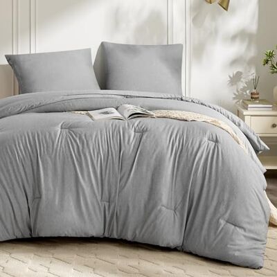 BEDSURE Bettdecke Ohne Bezug 155x220 Bettdecken-Set für Allergiker 1x Bettdecken, 2x Kissenbezug 80x80, kationische Faser 4 Jahreszeiten Waschbare Duvet, Nebelgrau, Warm und gemütlich BEDSURE Bettdecke Ohne Bezug 155x220 Bettdecken-Set für Allergiker 1x Bettdecken, 2x Kissenbezug 80x80, kationische Faser 4 Jahreszeiten Waschbare Duvet, Nebelgrau, Warm und gemütlich