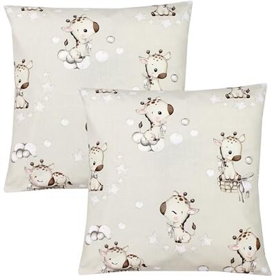 TupTam Kinder Kissenbezug Dekorativ Gemustert mit Hotelverschluss 2er Set, Farbe: Giraffe Beige Punkte, Größe: 40 x 40 cm TupTam Kinder Kissenbezug Dekorativ Gemustert mit Hotelverschluss 2er Set, Farbe: Giraffe Beige Punkte, Größe: 40 x 40 cm