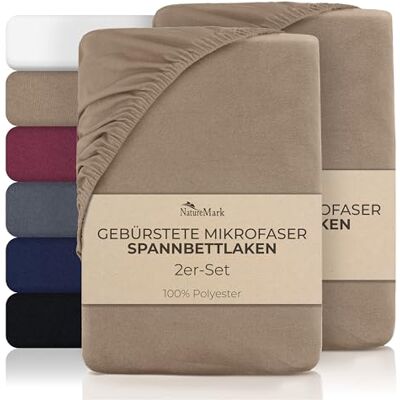 NatureMark Mikrofaser Spannbettlaken – 2 Stück – weich, atmungsaktiv und pflegeleicht – hautfreundlich, schnelltrocknend und formstabil 90x200 cm, Sand/Beige NatureMark Mikrofaser Spannbettlaken – 2 Stück – weich, atmungsaktiv und pflegeleicht – hautfreundlich, schnelltrocknend und formstabil 90x200 cm, Sand/Beige
