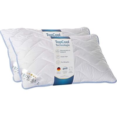 PROCAVE TopCool Kopfkissen Kochfest 60x90 cm (2er Set), Qualitäts-Stepp-Kissen, atmungsaktives Allergiker Kissen, Winter- und Sommer-Kissen 100% aus Deutschland PROCAVE TopCool Kopfkissen Kochfest 60x90 cm (2er Set), Qualitäts-Stepp-Kissen, atmungsaktives Allergiker Kissen, Winter- und Sommer-Kissen 100% aus Deutschland