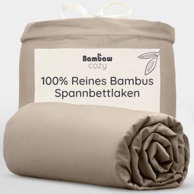Bambaw Spannbettlaken 200 x 200 cm, 35 cm Steghöhe, antibakterielle & anti Allergie Bettwäsche, kühles Spannbettlaken für den Sommer, hautfreundliche Bambus Bettlaken, Spannbetttuch 200x200 cm (Taupe) Bambaw Spannbettlaken 200 x 200 cm, 35 cm Steghöhe, antibakterielle & anti Allergie Bettwäsche, kühles Spannbettlaken für den Sommer, hautfreundliche Bambus Bettlaken, Spannbetttuch 200x200 cm (Taupe)