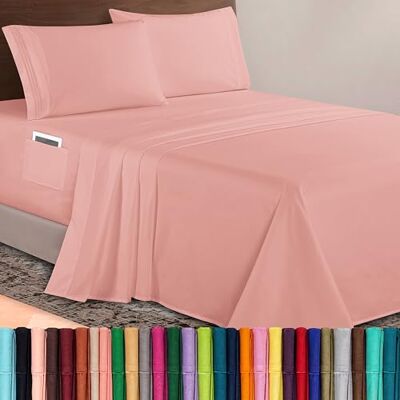 Elegant Comfort Luxuriöses 4-teiliges Bettlaken-Set, 1500 Premium-Mikrofaser, Hotelqualität, 46–61 cm tief, extra tiefe Spannbettlaken, ultraweiche, 4-teilige tiefe Bettlaken, Queen, Rosa (Dusty Rose) Elegant Comfort Luxuriöses 4-teiliges Bettlaken-Set, 1500 Premium-Mikrofaser, Hotelqualität, 46–61 cm tief, extra tiefe Spannbettlaken, ultraweiche, 4-teilige tiefe Bettlaken, Queen, Rosa (Dusty Rose)
