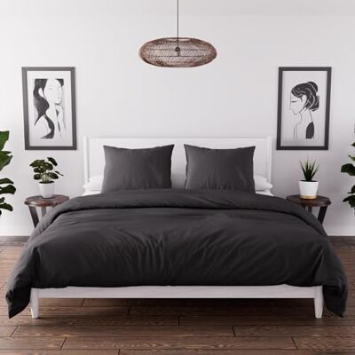 Intemporel Mikrofaser Bettwäsche-Set - 140x200cm - Schwarz Intemporel Mikrofaser Bettwäsche-Set - 140x200cm - Schwarz
