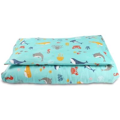 schlummersack Kinder Bettwäsche Set 100x135 Meerestiere aus 100% Baumwolle, Wendbar, mit Reißverschluss, Oeko-Tex schlummersack Kinder Bettwäsche Set 100x135 Meerestiere aus 100% Baumwolle, Wendbar, mit Reißverschluss, Oeko-Tex