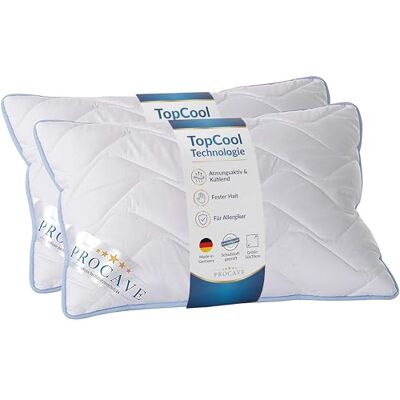 PROCAVE TopCool Kopfkissen Kochfest 50x70 cm (2er Set), Qualitäts-Stepp-Kissen, atmungsaktives Allergiker Kissen, Winter- und Sommer-Kissen 100% aus Deutschland PROCAVE TopCool Kopfkissen Kochfest 50x70 cm (2er Set), Qualitäts-Stepp-Kissen, atmungsaktives Allergiker Kissen, Winter- und Sommer-Kissen 100% aus Deutschland