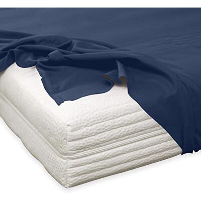 Traumschlaf Feinbiber Haustuch Bettlaken – warmes Winter-Bettlaken aus 100% Baumwolle, flauschig weich, ohne Spannumrandung, geeignet für Matratzen bis ca. 30 cm – 220x260 cm – Marine Traumschlaf Feinbiber Haustuch Bettlaken – warmes Winter-Bettlaken aus 100% Baumwolle, flauschig weich, ohne Spannumrandung, geeignet für Matratzen bis ca. 30 cm – 220x260 cm – Marine